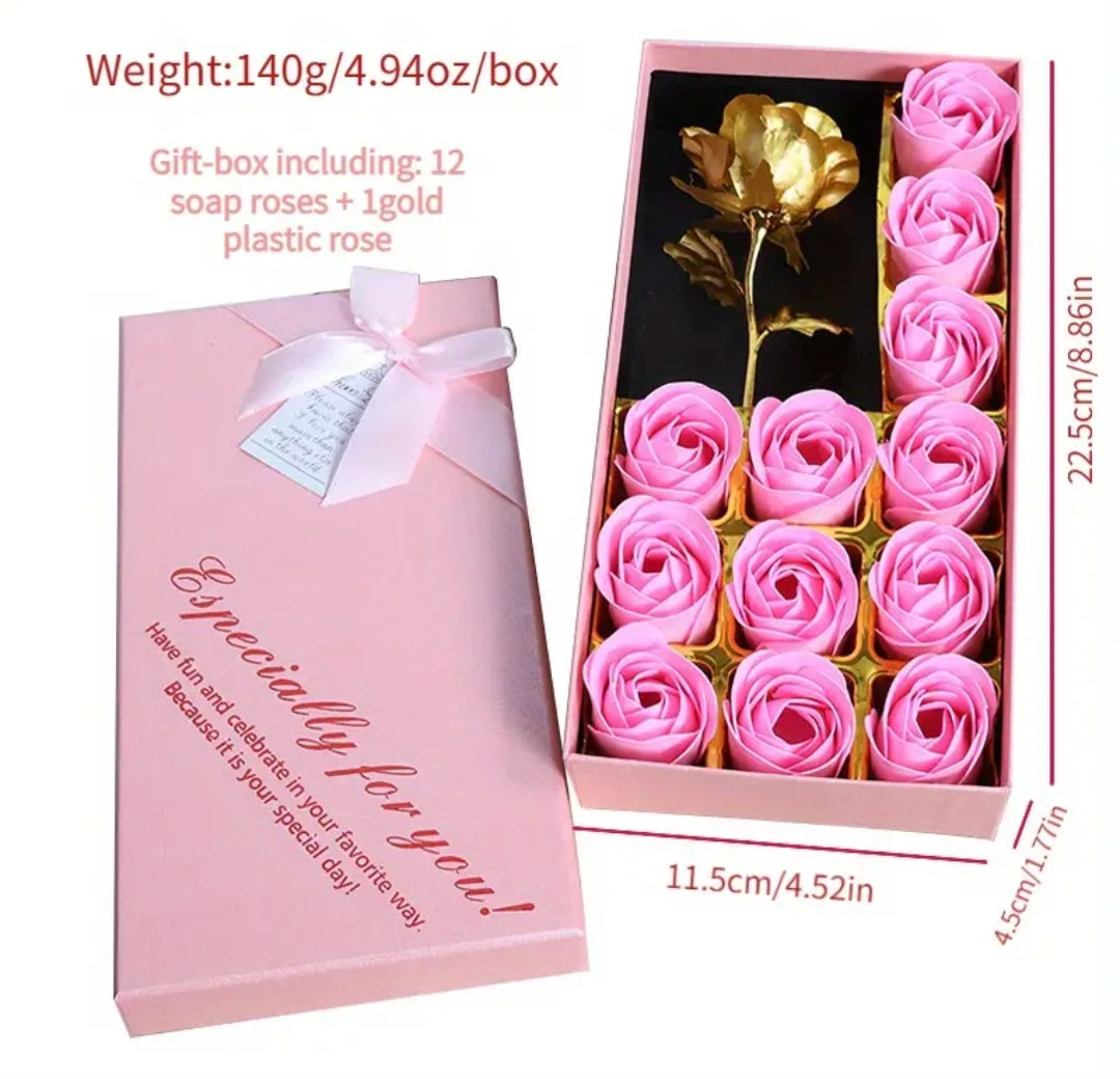 Gift Box- Scented Soaps with Acrylic Gold Rose