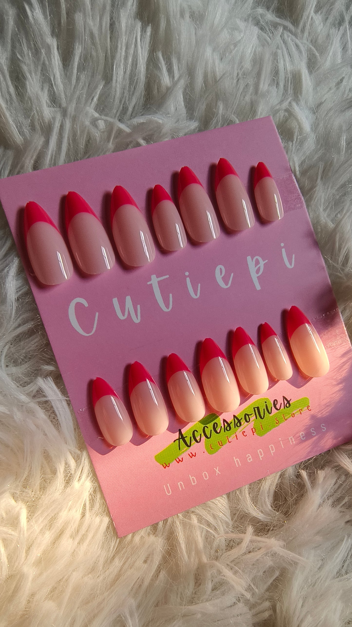 Red French Almond – Elegant Press-On Nail Set