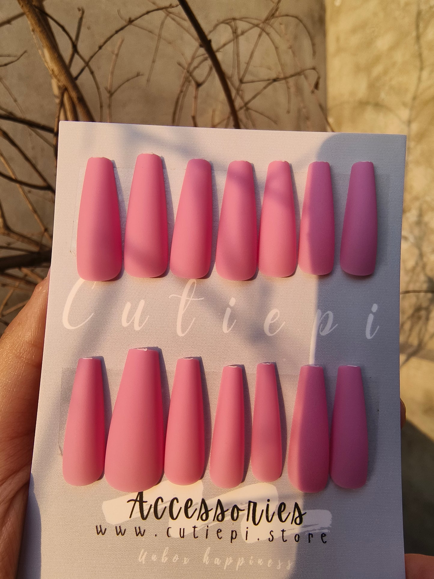 Blush Glow Matte Nail Set – 24pcs with Kit