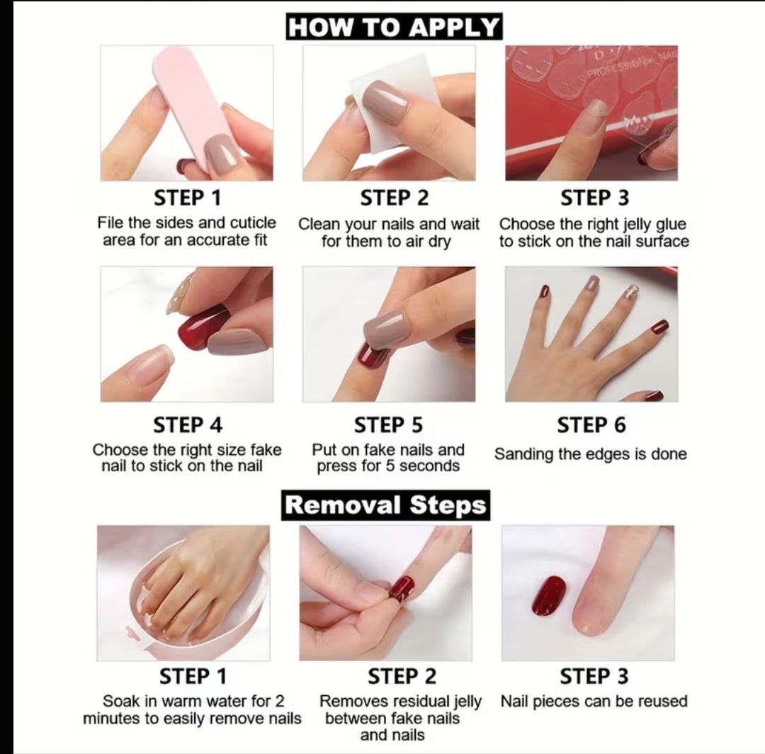 Smart Girl-20pcs Soft Red French nails with application kit