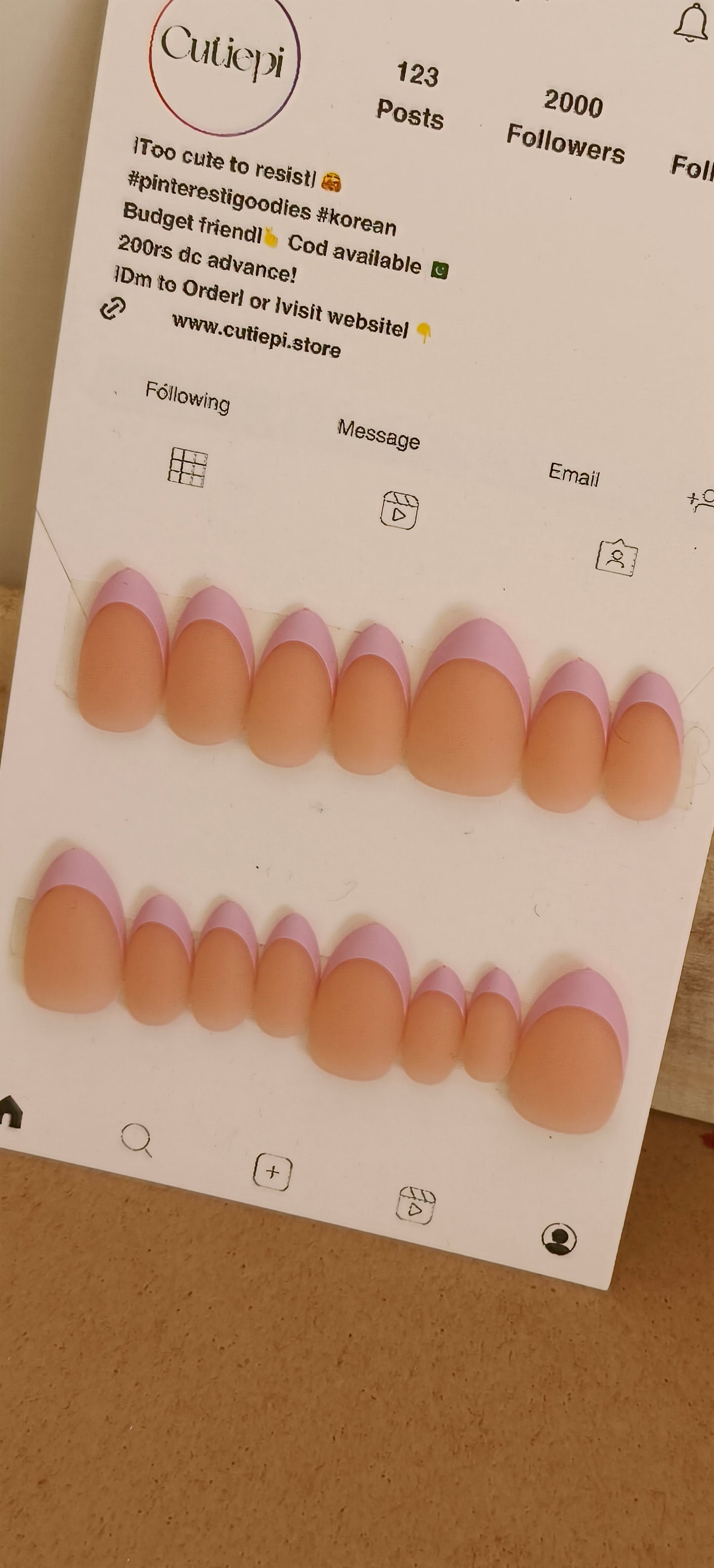 Blush French – 15pcs Matte nails with Application Kit