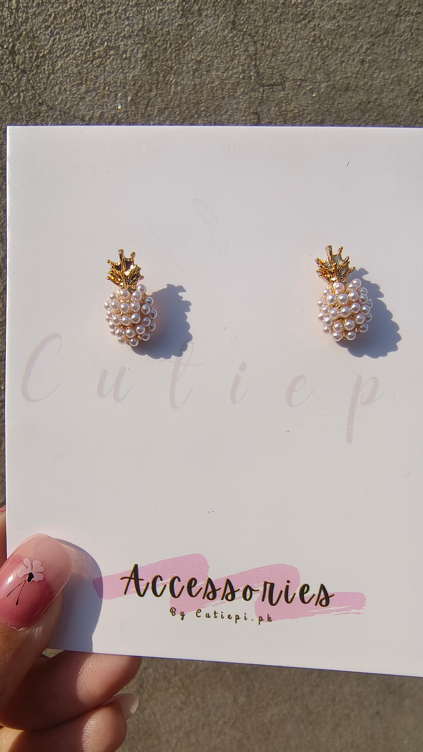 Golden Pineapple Earrings with White Pearls – Chic & Trendy Jewelry