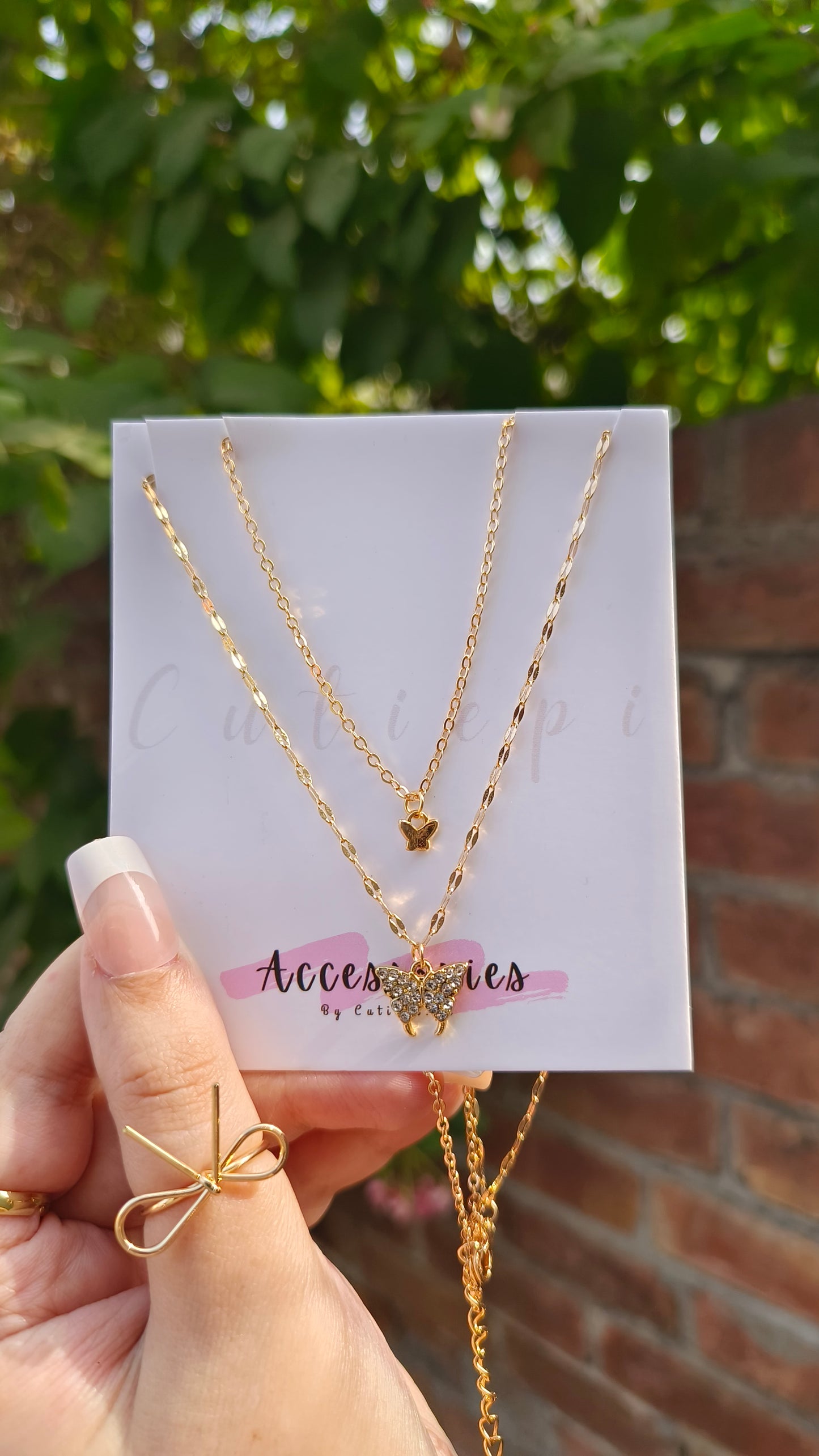 Flutter Charm - Gold-Plated 2-Layer Butterfly Necklace