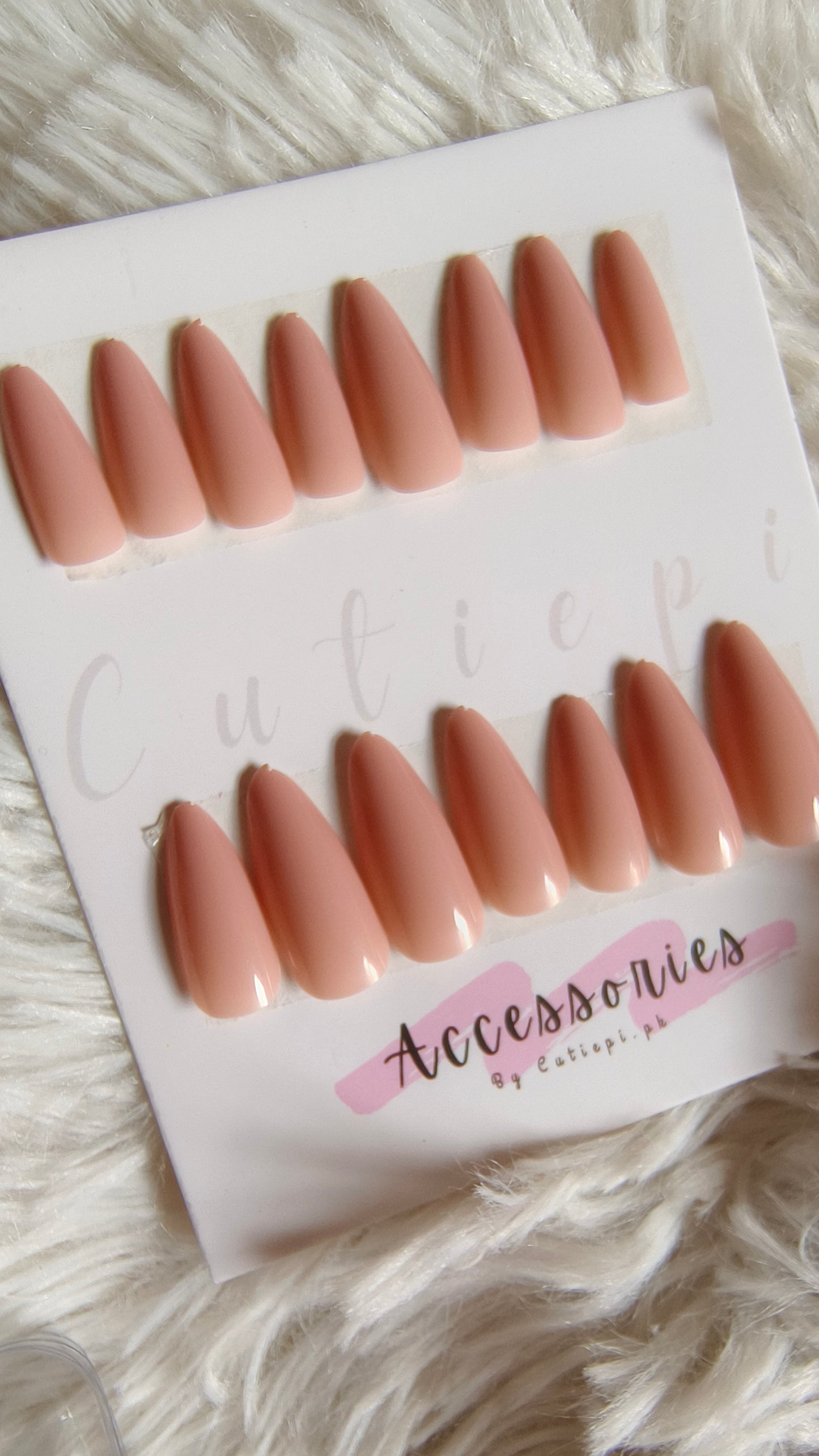 Peach Blush - Almond Nails with Adhesive Tabs"