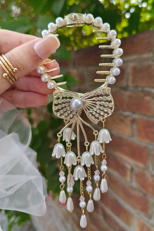 Vintage Pearl Tassel Hair Clip