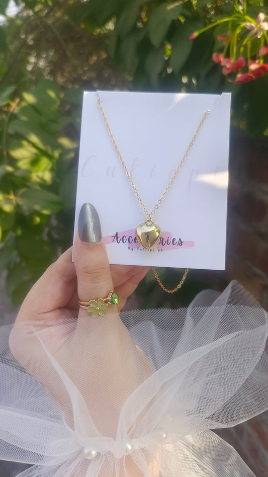 Golden Heart Pendant Necklace – Stainless Steel Glam