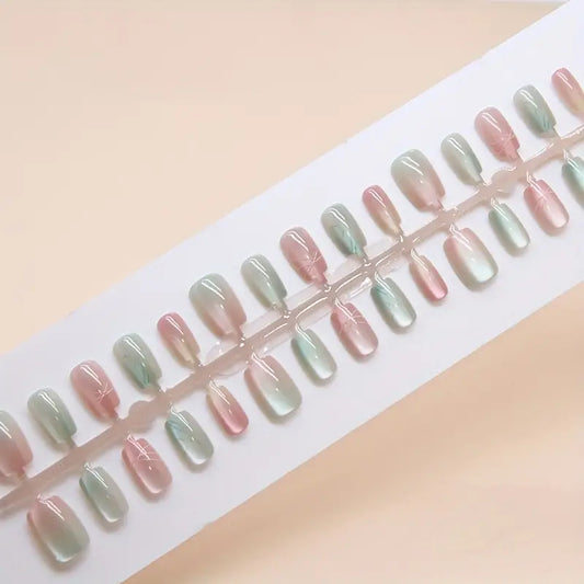 Rainbow shine cat eye nails- 15pcs with application kit