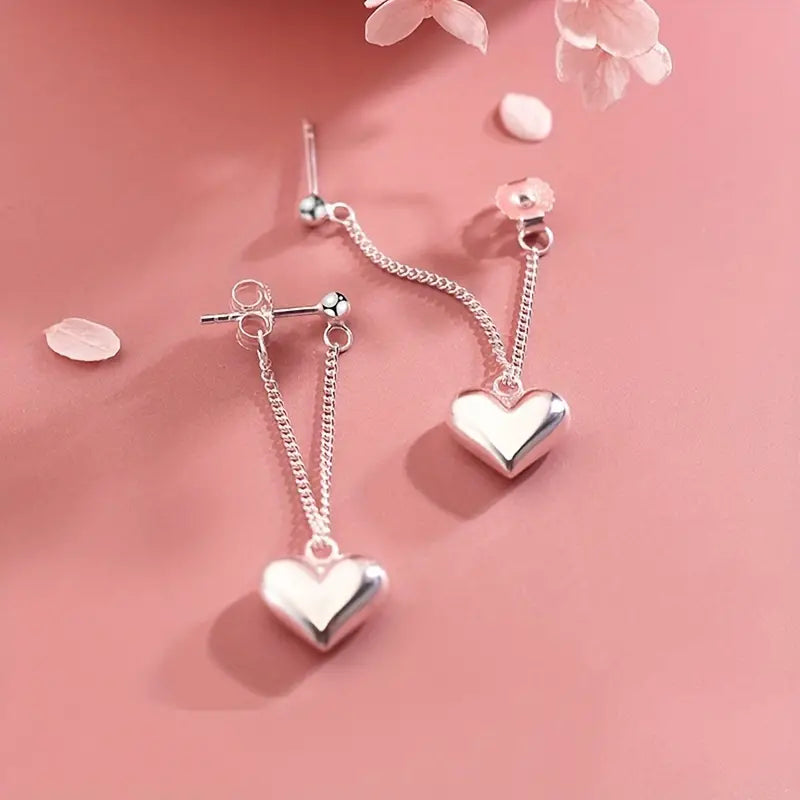💖 Hypoallergenic Heart &amp; Chain Dangle Earrings – Trendy and Elegant Party Style ✨