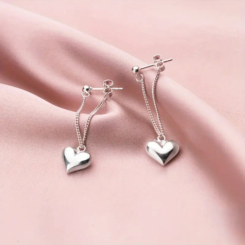 💖 Hypoallergenic Heart &amp; Chain Dangle Earrings – Trendy and Elegant Party Style ✨