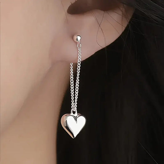 💖 Hypoallergenic Heart &amp; Chain Dangle Earrings – Trendy and Elegant Party Style ✨
