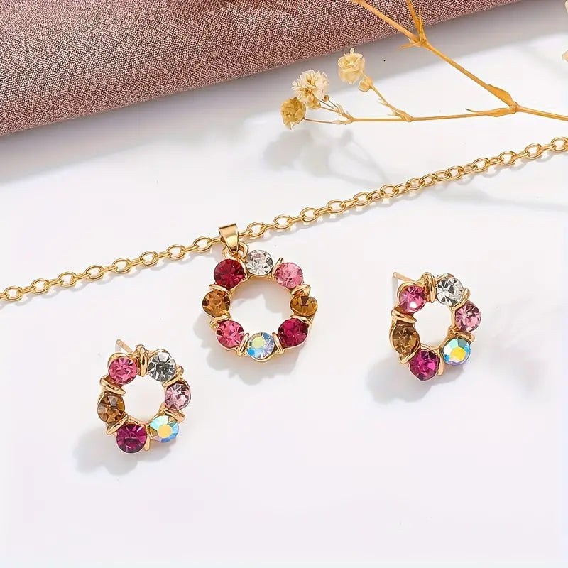 🌸 Chic Floral Jewelry Set - Necklace & Earrings