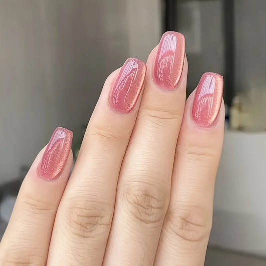 Blush Pink Cat eye nails - 24 pcs with Application kit