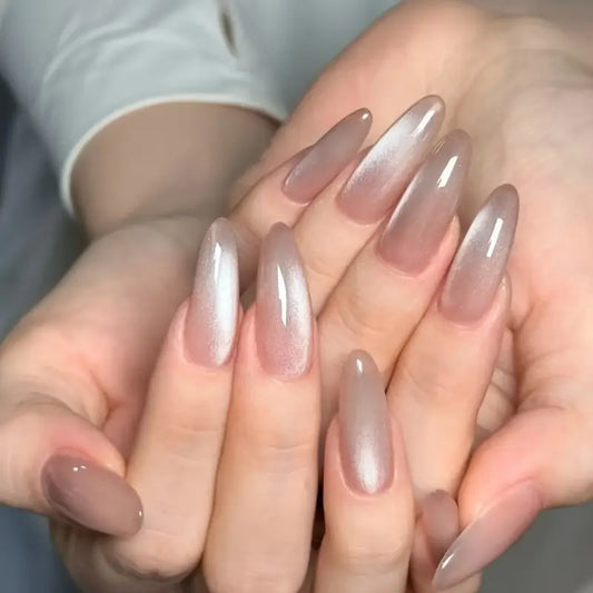 "Elegance Nude Cat Eye Nails – 15pcs with Application Kit