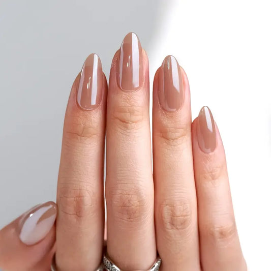 Medium Almond Glaze Nails 15pcs with kit
