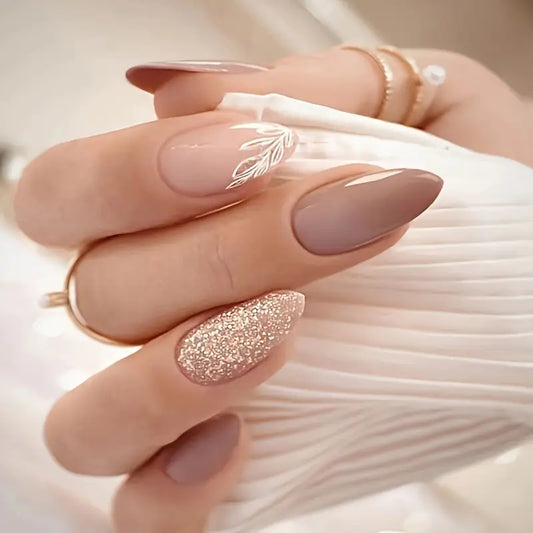 Shimmery Glow-20pcs Viral Nude Nails with Application kit (Bridal special)