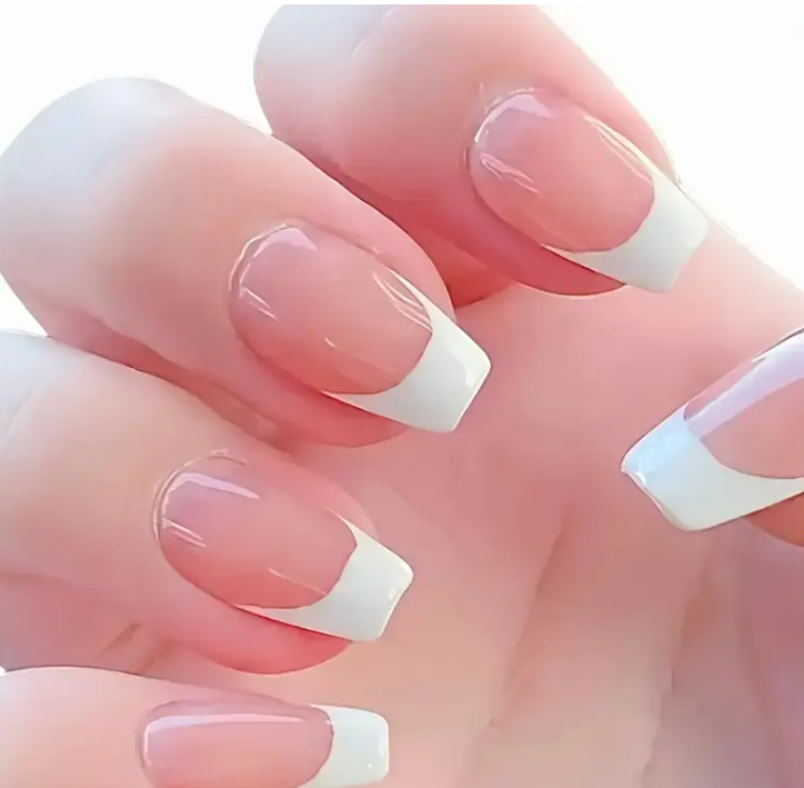Sqaure French-15pcs Premium french nails with application kit (Eid Special)
