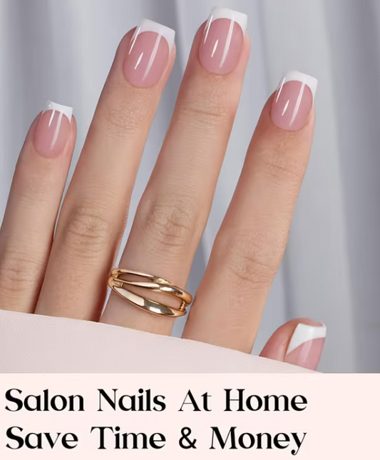 Classic French – Premium Medium Square nails with Application Kit -