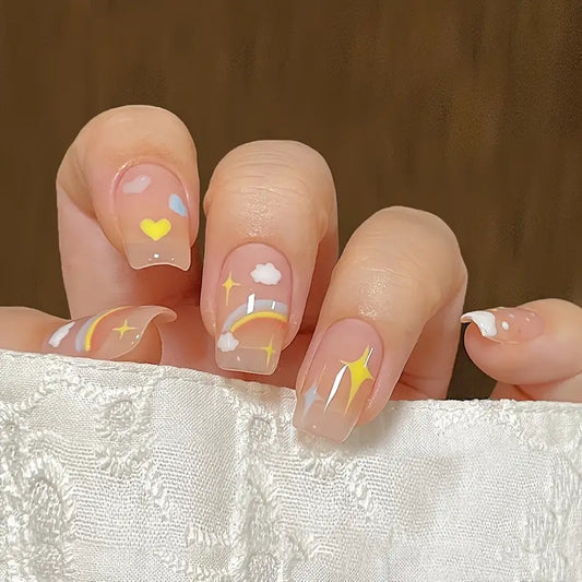 Rainbow bliss- 24 pcs nails with application kit