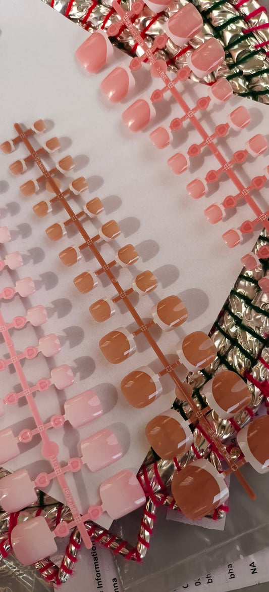 Deep French- 12 pcs Toe Nail set with application kit