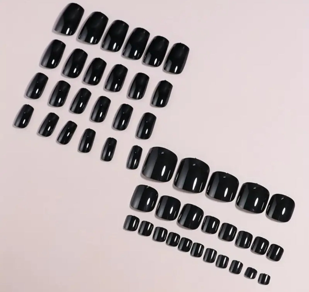 Black Beauty- 48 pcs nail set for hand and toes