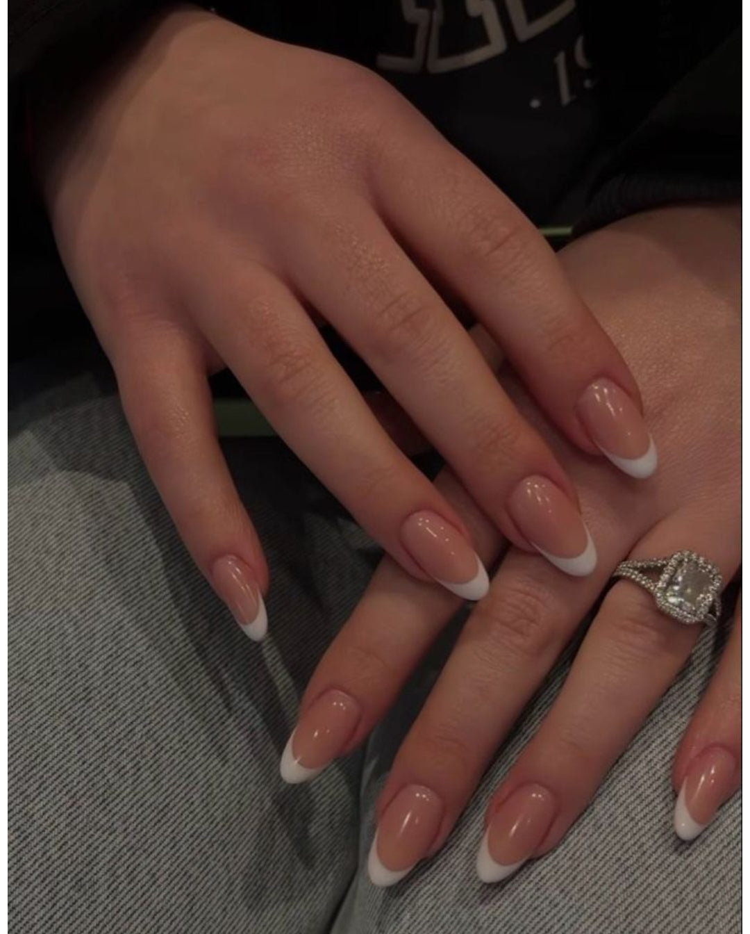 Asian French- Medium Length Nude Nails- 15 pcs with Application Kit