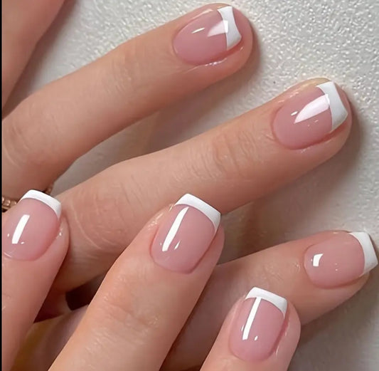 Elegant French- Routine wear small 24pcs Nail set with Application Kit