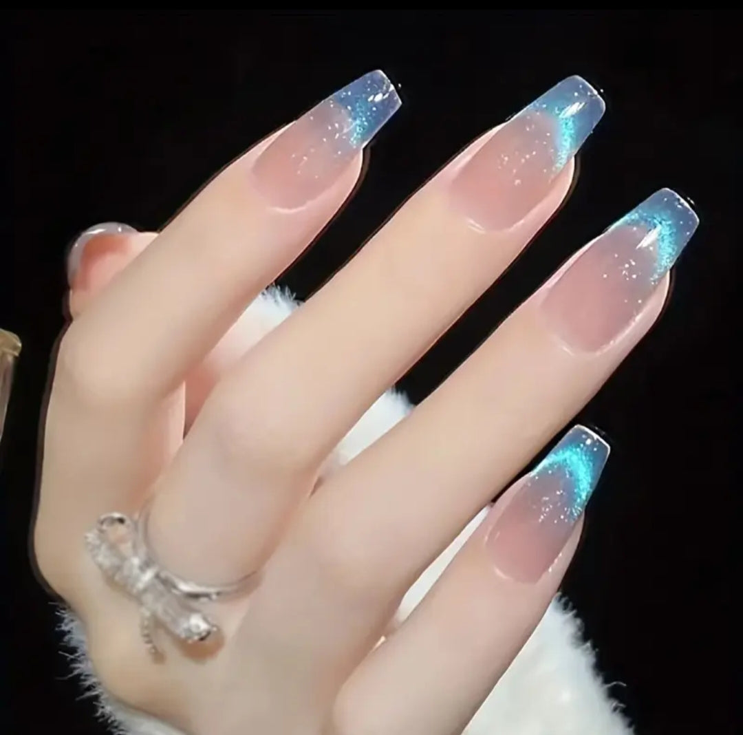 Aurora Tips- Cat eye nails 12 pcs with Application Kit