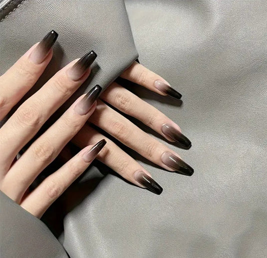 Gradient Black- 24pcs Trendy Nail Set with application kit
