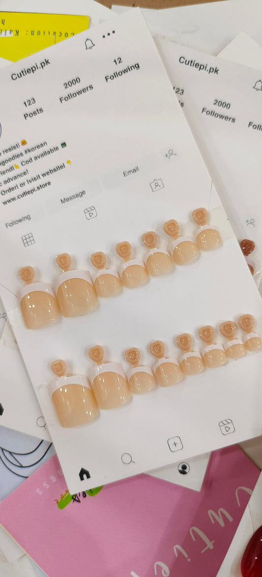Plain French - 24pcs Toe nails with Application Kit
