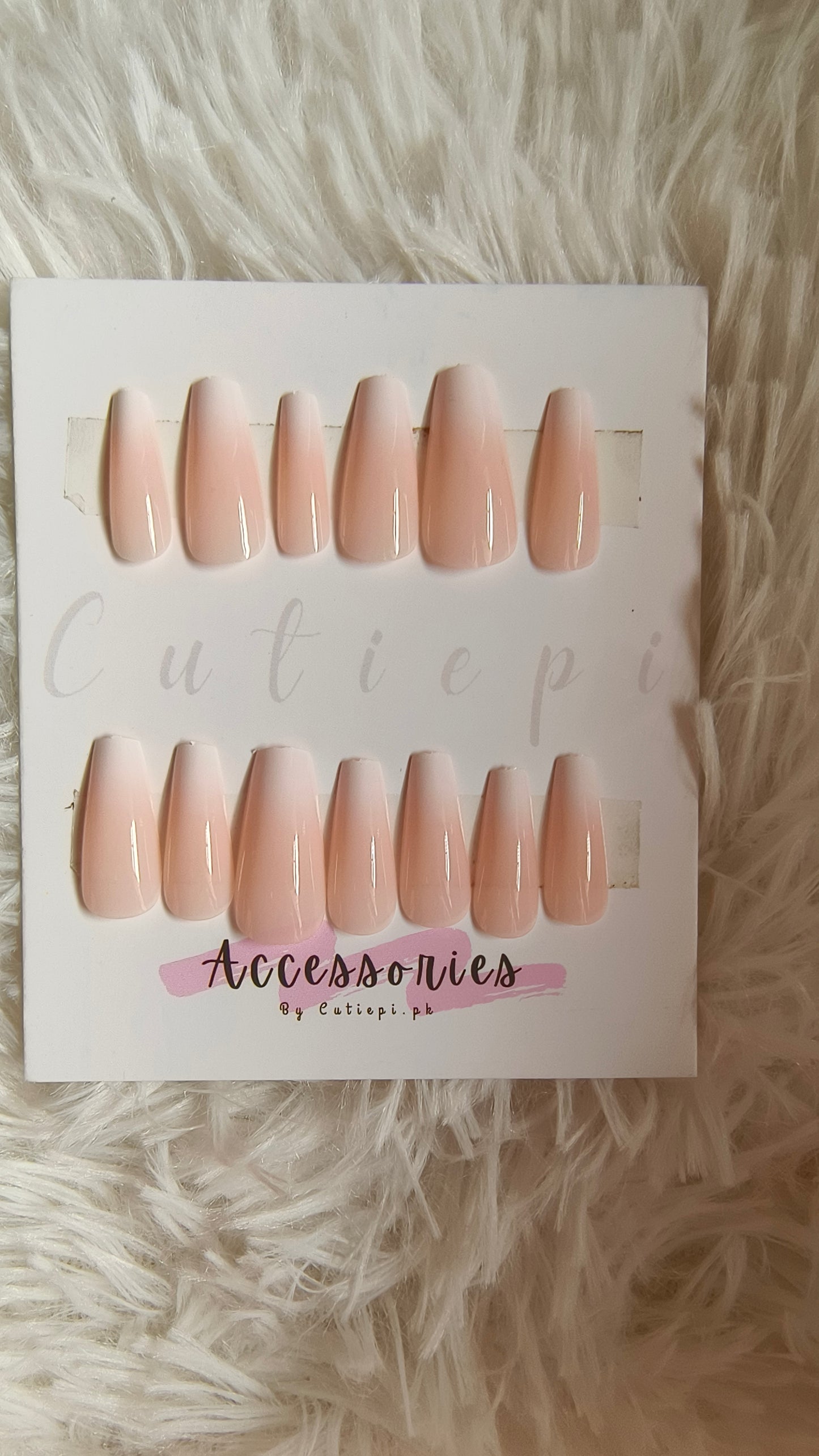 Blush Glow - 24pcs Large Pinky White Nails with Application Kit