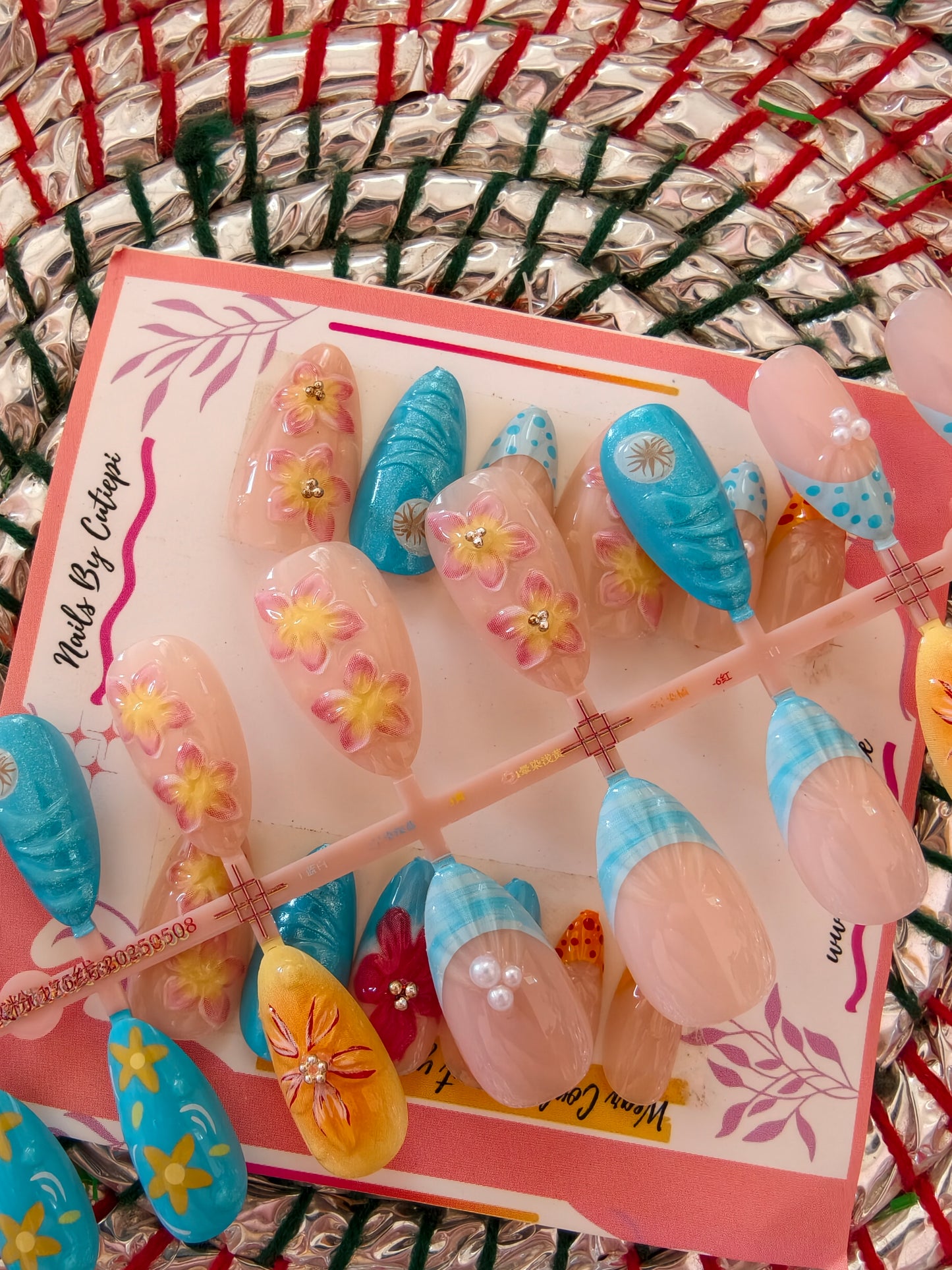 Floral Princess-Premium Handmade Nail set with Application kit
