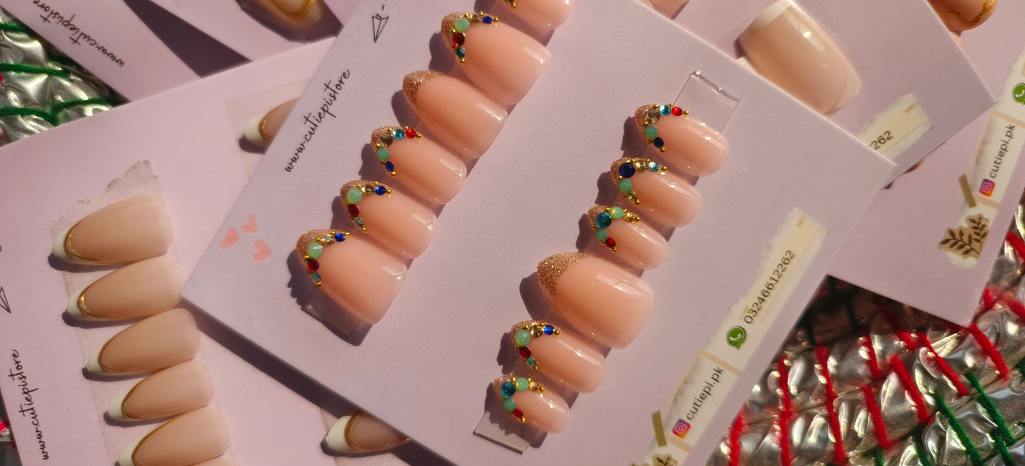 Deal of the Day- Pack of 3 Bridal Nails- Premium Gel based Handmade Nails for Brides