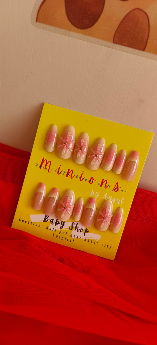 Floral Blush (Hand Made) – 24pcs Nail Set with Application Kit