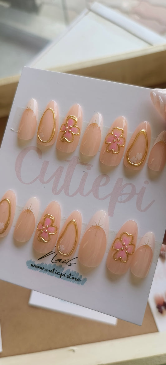 Bridal French Premium 3d Nail set- 12pcs with Application kit