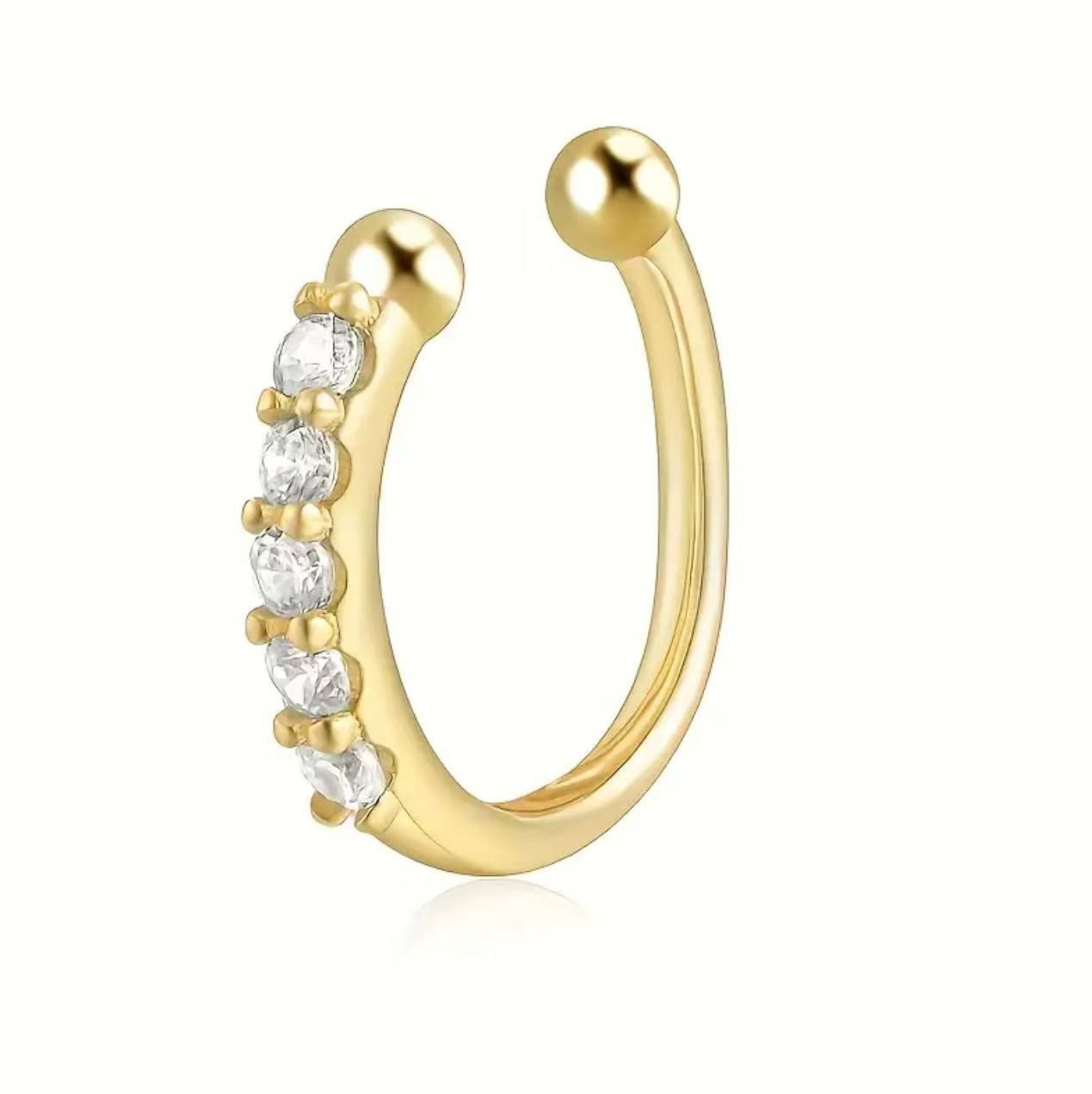 1pc Non-perforated Nose Ring, Anti-allergy & Anti Tarnishing