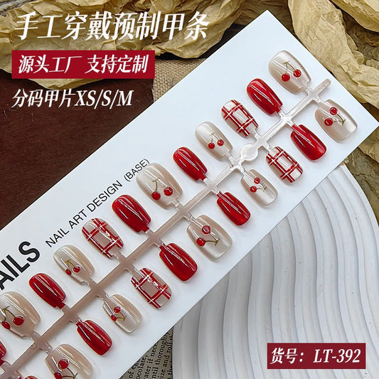 Cute Red-15pcs Cat eye Nails with Application kit