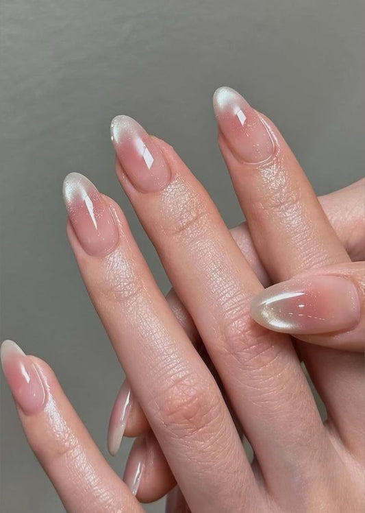 Ice French- Premium Cat eye nails with Application kit (Eid Special)