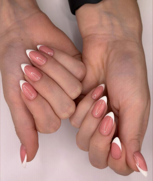 Dark French-30pcs Routine Wear Nail Set with Application Kit (Eid special)
