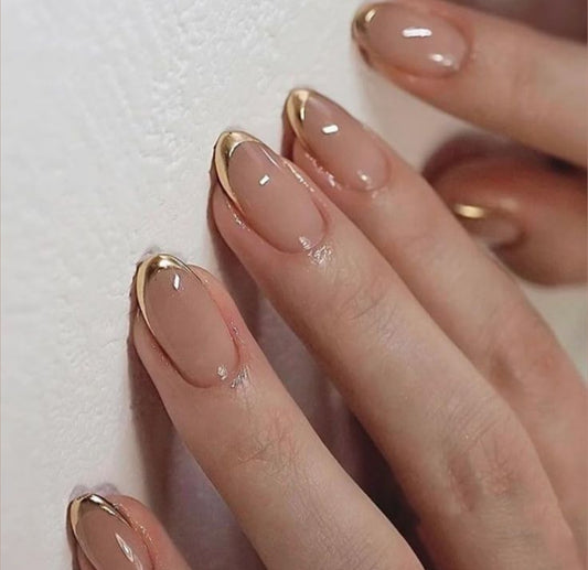 Gold French- Viral Nails with Application Kit (Eid Special)