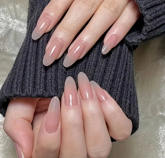 Transparent Pink– 15pcs soft pink Nails with Application Kit