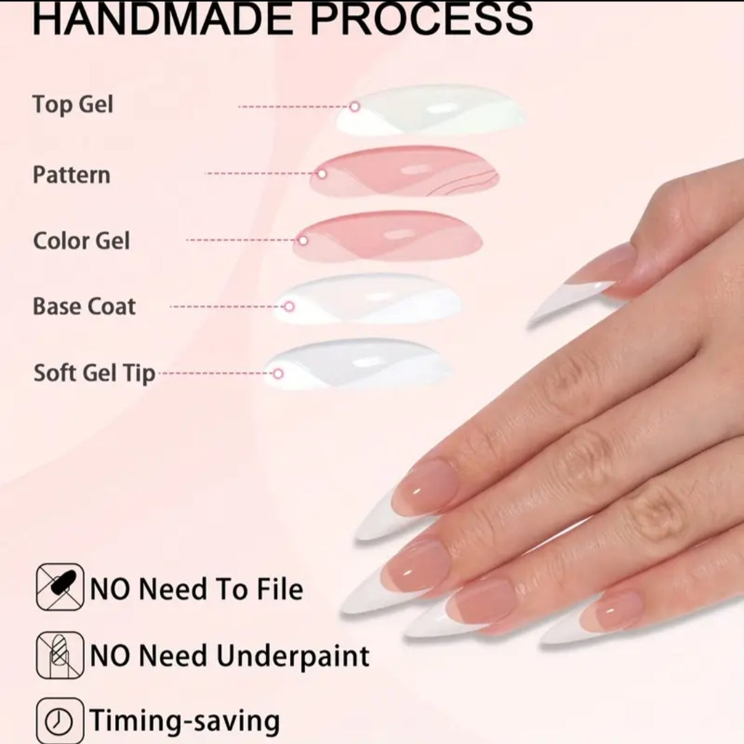 Luxe French Elite Tips- Handmade 15 pcs with Application Kit