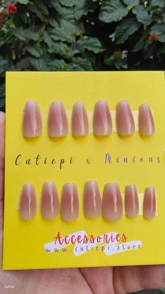 Mocha Luxe – Plain Brown Square Nails (24pcs with Application Kit)