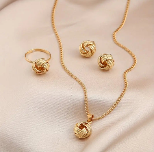 Boho 3D Twist Jewelry- 4pcs set (Gold Plated)