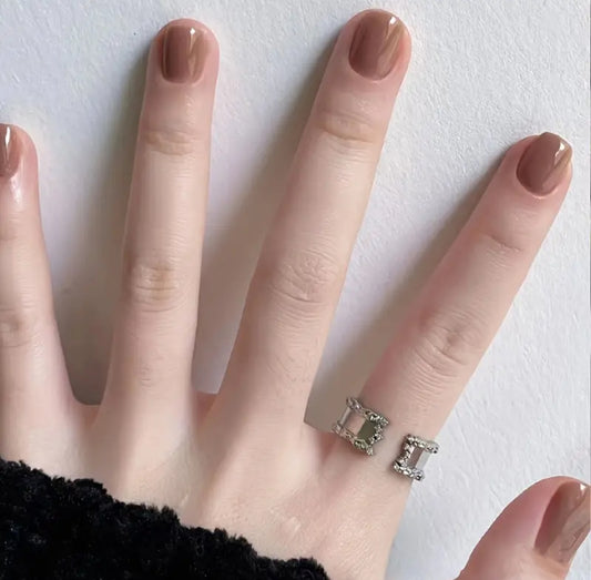 Caramel Chic - 24pcs Short Square Light Brown Press-On Nails