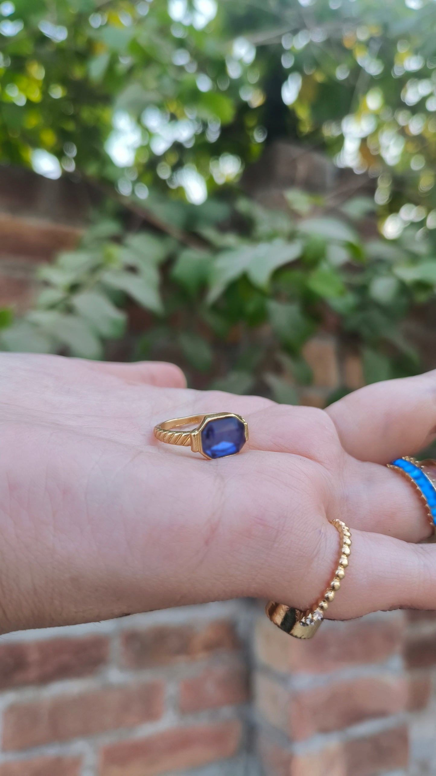 💙 Elegant Blue Rectangular Ring – Chic Statement Jewelry for Women 💍