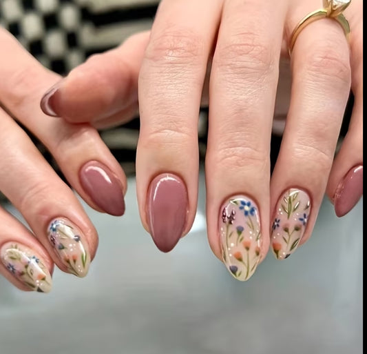 Autumn Bloom- Premium Viral Nails with Application Kit (Eid Special)