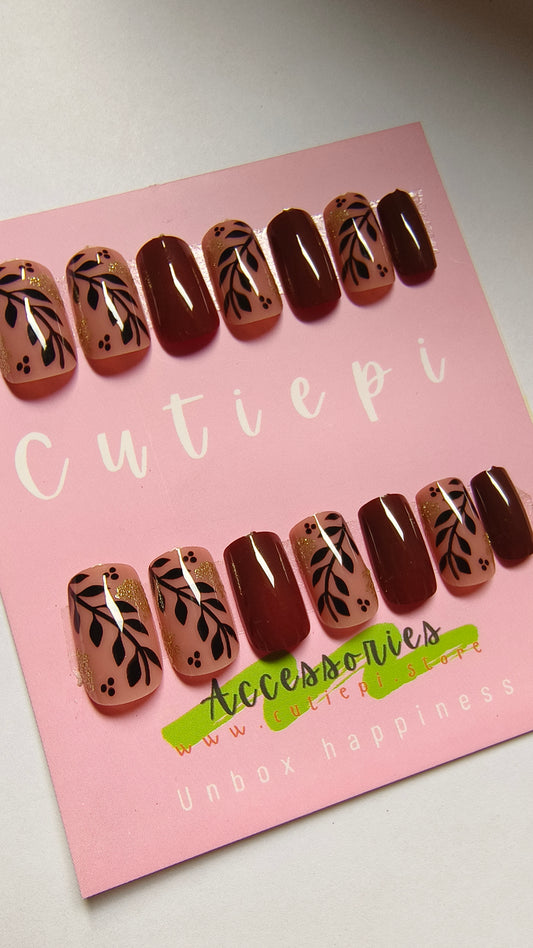 24 Pcs Autumn Brown Press-On Nails