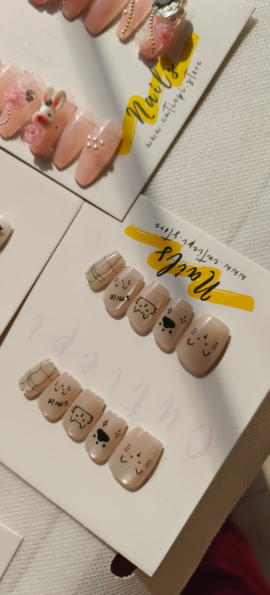 Gold Crush-cute 10 pcs nail set with Application Kit Cat eye