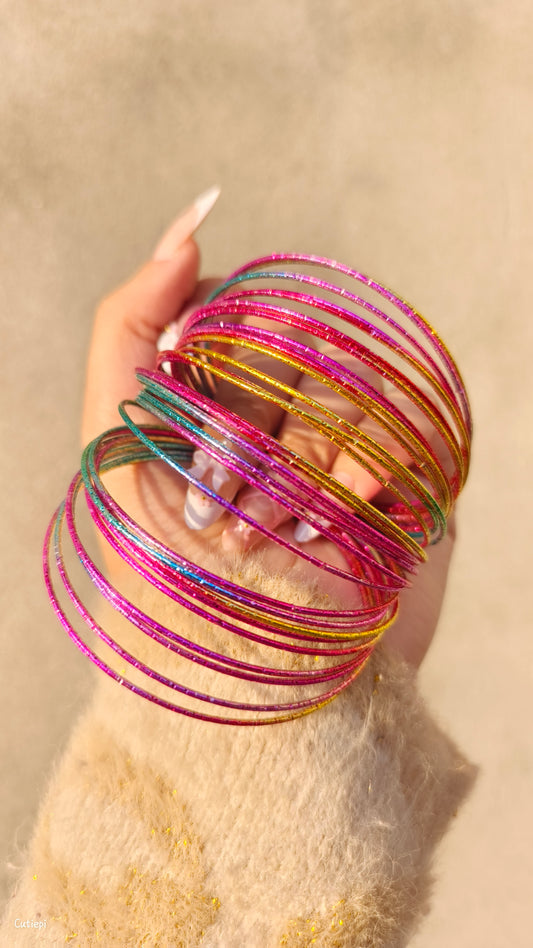 Prism Glow Rainbow Bangle Set – 6pcs ✨