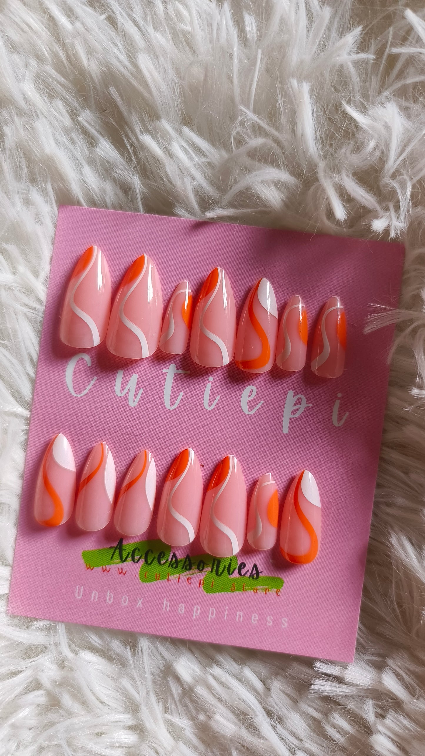 Tangerine Twist – 24pcs Almond French Press-On Nails